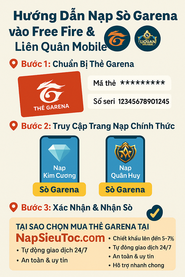 🔥 HƯỚNG DẪN NẠP SÒ GARENA VÀO FREE FIRE & LIÊN QUÂN MOBILE 🚀